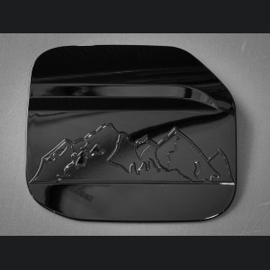 Ford Bronco Fuel Door Cover - Mountain Range Design - Gloss Black Finish