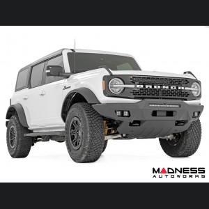 Ford Bronco Front Bumper - Full Width w/ 20" Black Series Flood Light + SAE Fog Cubes 