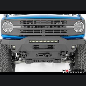 Ford Bronco Front Bumper - High Clearance - 20" Black Series Light Bar w/Black Series Flood & SAE Fog Cubes 