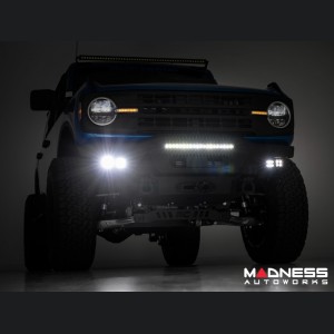 Ford Bronco Front Bumper - High Clearance - 20" Black Series Light Bar w/ White DRL & Black Series White DRL Cubes