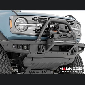 Ford Bronco Winch Mount - High Mount - OE Modular Bumper - Rough Country - W/ Black Series White DRL LED