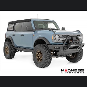 Ford Bronco Winch Mount - High Mount - OE Modular Bumper - Rough Country - PRO12000S Winch - Black Series White DRL LED