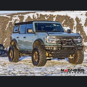 Ford Bronco Winch Mount - High Mount - OE Modular Bumper - Rough Country - PRO9500S Winch - Black Series LED