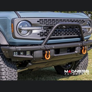 Ford Bronco Front Bumper Guard - Safari Bar - OE Modular Bumper - Rough Country - w/ 4x 3.5in Round Lights - Amber DRL