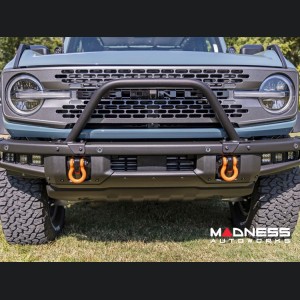 Ford Bronco Front Bumper Guard - Safari Bar - OE Modular Bumper - Rough Country - w/ 2x 3.5in Round Lights - Amber DRL