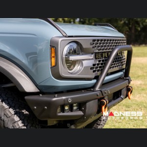 Ford Bronco Front Bumper Guard - Safari Bar - OE Modular Bumper - Rough Country - w/ 12in DRL Single Row Black Series LED