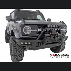 Ford Bronco Front Bumper Guard - Safari Bar - OE Modular Bumper - Rough Country - w/ 12in Single Row Black Series LED