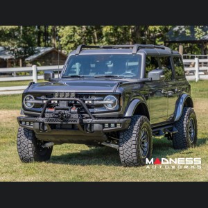 Ford Bronco Front Bumper Guard - Safari Bar - OE Modular Bumper - Rough Country - w/ 4x 3.5in Round Lights - Amber DRL