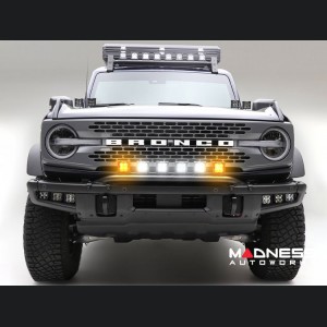 Ford Bronco Bumper Bar - Front - Factory Bumper - ZROADZ - Bumper Top Mount - w/ 4x 3 Inch White & 2x 3 Inch Amber LED Pods