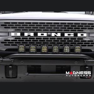 Ford Bronco Bumper Bar - Front - Factory Bumper - ZROADZ - Bumper Top Mount - w/ 4x 3 Inch White & 2x 3 Inch Amber LED Pods