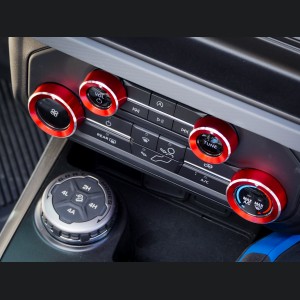Ford Bronco Central Control Button Cover Set - Billet 4 Piece Console Set - Anodized Red