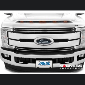 Ford Super Duty Hood Shield - AVS Aeroskin Pro - Low Profile w/ Lights - Oxford White