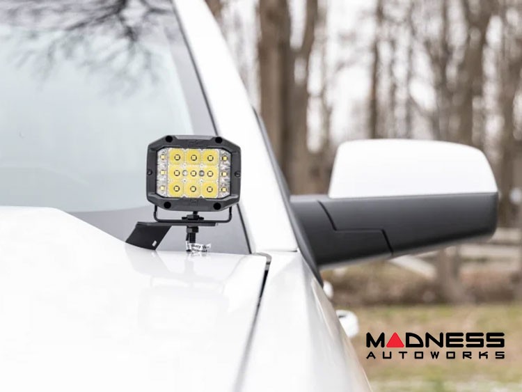 Chevrolet Silverado 1500 Lighting Upgrade - Ditch Light LED Mount w/ Black Series Flood Light Beam