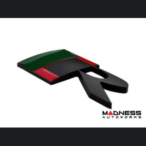 Jaguar Custom Emblem - R - Satin Black Finish - Green/ Red