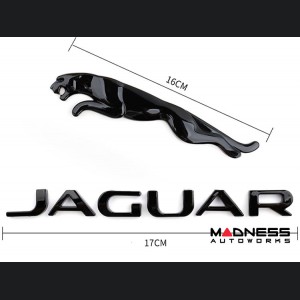 Jaguar Custom Emblem Set - Leaping Jaguar + Jaguar Lettering - Gloss Black Finish