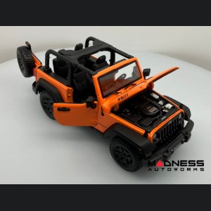 Jeep Wrangler Diecast Model 1/18 scale - Orange - Topless - Maisto 