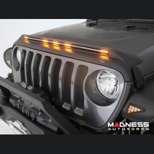 Jeep Wrangler JL Hood Shield - AVS Aeroskin - Low Profile w/ Lights - Black 