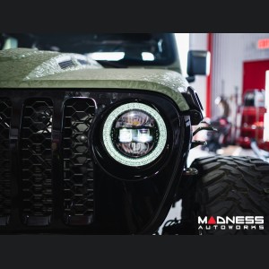Jeep Gladiator Headlights - LED w/ Halos - Black Housing - 9"