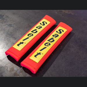 Seat Belt Shoulder Pads (set of 2) - w/ Yellow Sabelt Logo - Red Pads