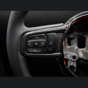 Jeep Gladiator Custom Steering Wheel - Carbon Fiber - Round Top/ Flat Bottom - Perf Leather/ Black Stitch