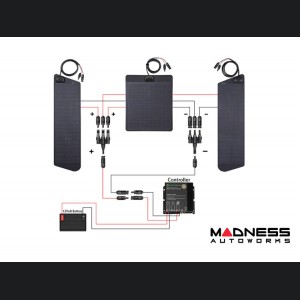 Toyota 4Runner Flexible Solar Panel Kit - Complete Kit w/ Waterproof Controller + Hood Decal - 4th&5th Gen w/ Hood Scoop - 80W