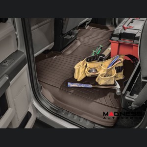 Volkswagen ID. Buzz Floor Liners - WeatherTech - One Piece 2nd + 3rd Row - w/ 2nd Row Bucket Seats - Cocoa