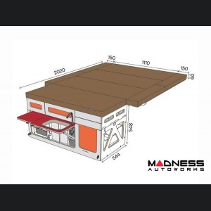 Volkswagen ID Buzz Camper Kit - Sleeping Platform w/ Kitchen Box - Tan / Orange