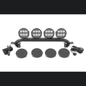 Ford Bronco Front Light Bar Mount - OE Modular Steel Bumper - 6.5 Inch Round LED (Quad) 