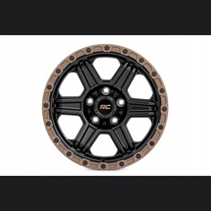 Custom Wheel 79 Series Wheel - One-Piece - Semi Gloss Black w/ Bronze Ring | 17x8.5 | 5x5.0 | 0mm - Rough Country