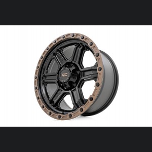 Rough Country 79 Series Wheel - One-Piece - Semi Gloss Black w/ Bronze Ring | 18x9 | 6x5.5 | -12mm