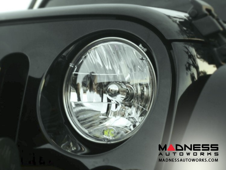 Jeep Wrangler JK 7" Headlights by Addictive Desert Designs - Round/ Clear - 55/ 60 Watt