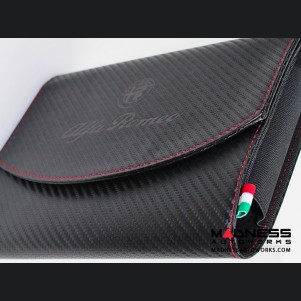 Document Holder - Alfa Romeo Logo - Carbon Fiber Finish