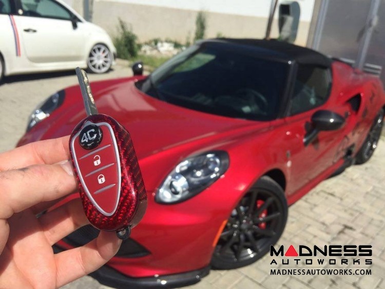 Alfa Romeo 4C Key Fob Cover - Carbon Fiber - Red Candy