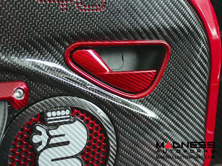 Alfa Romeo 4C Interior Door Handle Set - Carbon Fiber - Red Candy