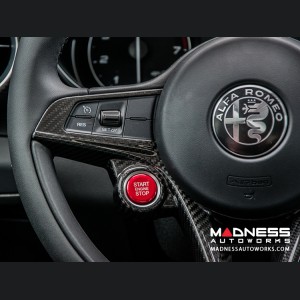 Alfa Romeo Stelvio Steering Wheel Trim - Carbon Fiber - Main Center Trim Piece 