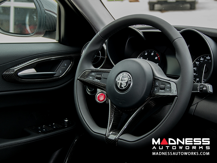 Alfa Romeo Giulia Steering Wheel Trim  - Carbon Fiber - Main Center Trim Piece