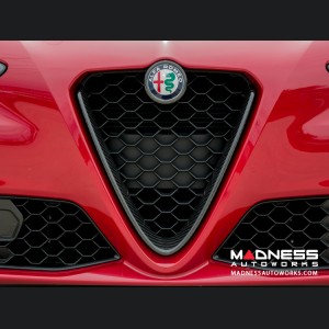 Alfa Romeo Giulia Front V Shield Grill Frame + Emblem Frame Kit - Carbon Fiber