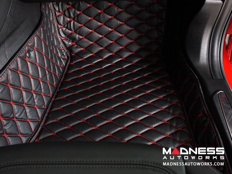Porsche Macan Floor Liner Set - Black w/ Red Stitching
