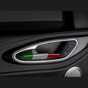 Alfa Romeo Giulia Interior Door Handle Trim Set - Carbon Fiber - Italian Theme