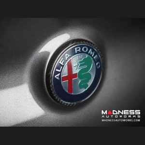 Alfa Romeo Stelvio Rear Emblem Frame Trim - Carbon Fiber - Red Candy