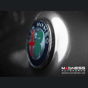 Alfa Romeo Stelvio Rear Emblem Frame Trim - Carbon Fiber - Red Candy