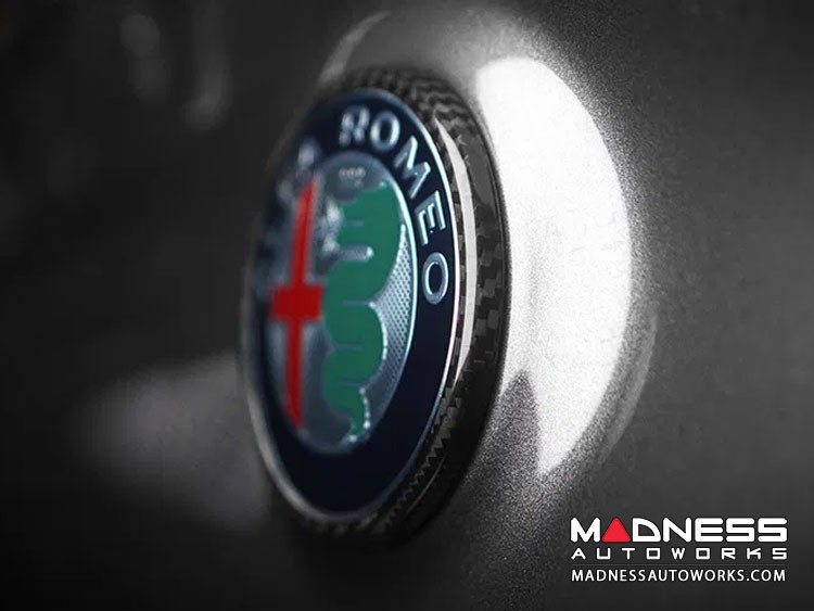 Alfa Romeo Stelvio Rear Emblem Frame Trim - Carbon Fiber