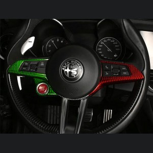 Alfa Romeo Giulia Steering Wheel Trim - Carbon Fiber - Center Trim Piece - Italian Theme - QV Model