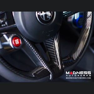 Alfa Romeo Giulia Steering Wheel Trim - Carbon Fiber - Main Center Trim Piece - Red Candy