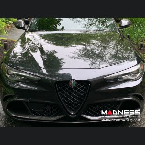 Alfa Romeo Giulia Front V Shield Grill Frame + Emblem Frame Kit - Carbon Fiber - Blue Carbon - QV Model