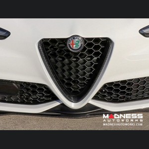 Alfa Romeo Giulia Front V Shield Grill Frame + Emblem Frame Kit - Carbon Fiber