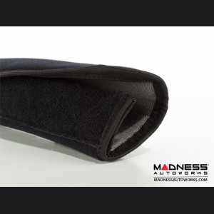 Alfa Romeo Seat Belt Shoulder Pads - set of 2 - Black w/ Alfa Romeo Logo + Black Binding