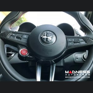 Alfa Romeo Giulia Steering Wheel Trim - Carbon Fiber - Center Trim Piece - Black/ White - QV Model