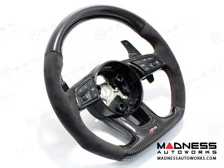 Audi RS4 Steering Wheel Lower Part - Carbon Fiber w/ Red Stripe