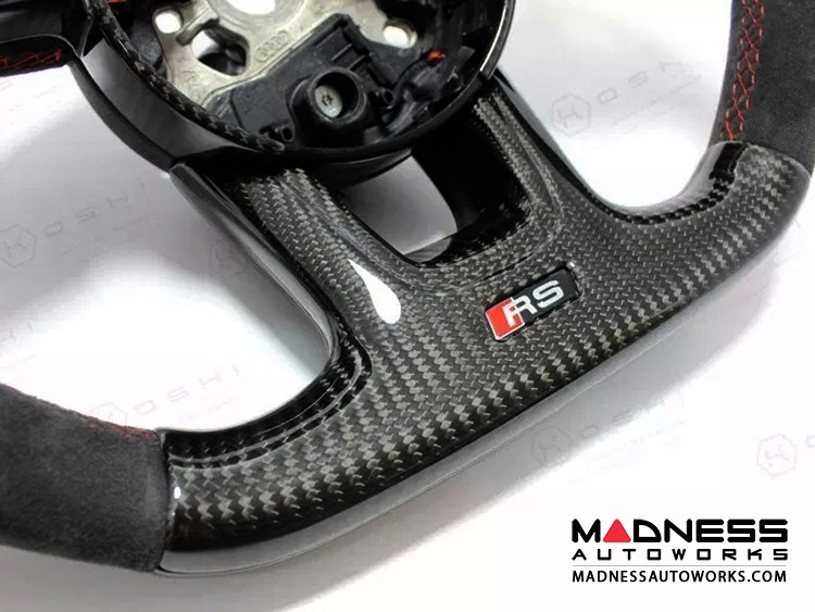 Audi RS4 Steering Wheel Lower Part - Carbon Fiber w/ Red Stripe